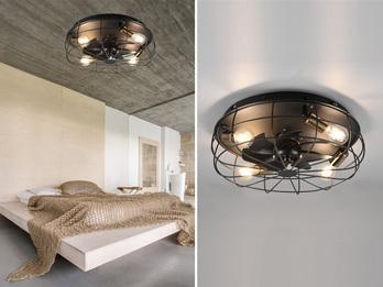 LED Deckenleuchte mit Ventilator, Fernbedienung & Timer 3 Stufen, Ø48cm