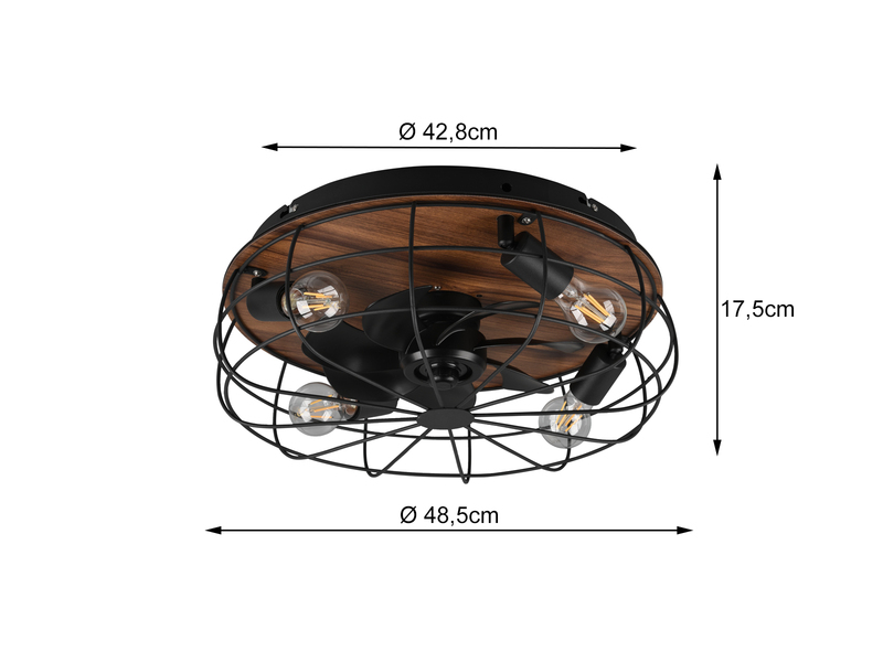 LED Deckenleuchte mit Ventilator, Fernbedienung & Timer 3 Stufen, Ø48cm