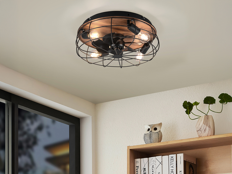 LED Deckenleuchte mit Ventilator, Fernbedienung & Timer 3 Stufen, Ø48cm