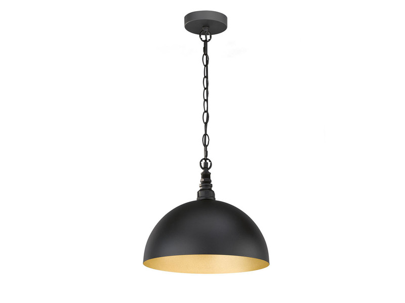 Pendelleuchte LEITUNG 1-flammig Industrial Lampenschirm Schwarz Gold, Ø 35cm