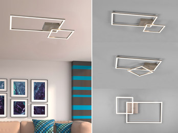 LED Deckenleuchte PADELLA Silber dimmbar Neutralweiß, Breite 63cm
