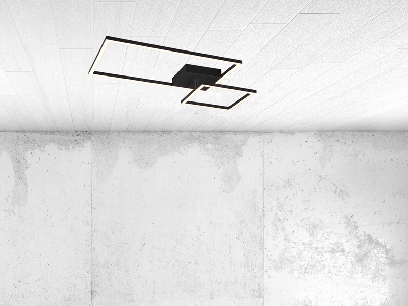 LED Deckenleuchte PADELLA Schwarz dimmbar Neutralweiß, Breite 63cm