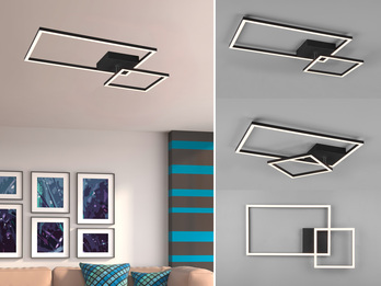 LED Deckenleuchte PADELLA Schwarz dimmbar Neutralweiß, Breite 63cm