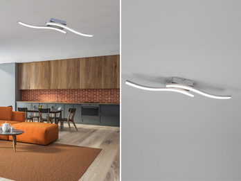 LED Deckenleuchte ROUTE 2 flammig Metall Silber Neutralweiß, Breite 56cm