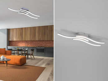 LED Deckenleuchte ROUTE 3 flammig Metall Silber Neutralweiß, Breite 56cm