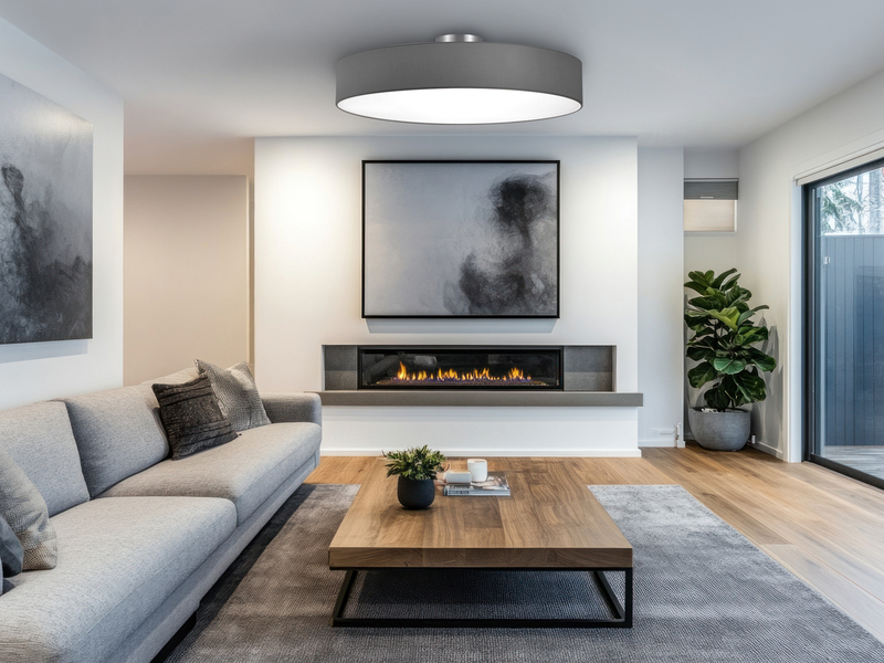 Große Deckenleuchte HOTEL mit Stoffschirm in Grau, Ø 65cm