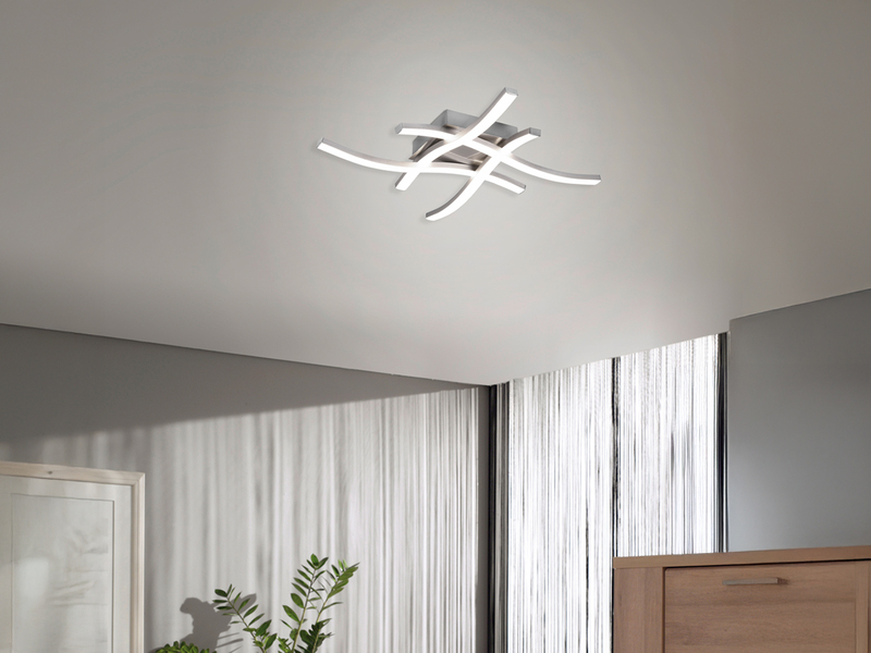 LED Deckenleuchte ROUTE 4 flammig Metall Silber Neutralweiß, Breite 46cm