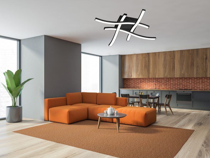 LED Deckenleuchte ROUTE 4 flammig Metall Schwarz Neutralweiß, Breite 46cm