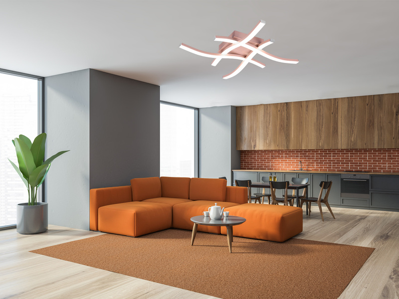LED Deckenleuchte ROUTE 4 flammig Metall Roségold Neutralweiß, Breite 46cm