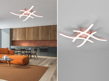 LED Deckenleuchte ROUTE 4 flammig Metall Roségold Neutralweiß, Breite 46cm