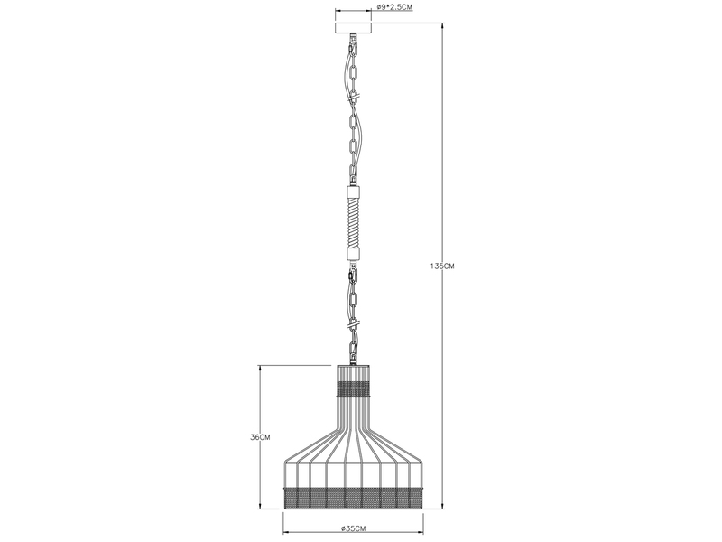 LED Pendelleuchte Seillampe mit Drahtgeflecht Lampenschirm Ø 35cm