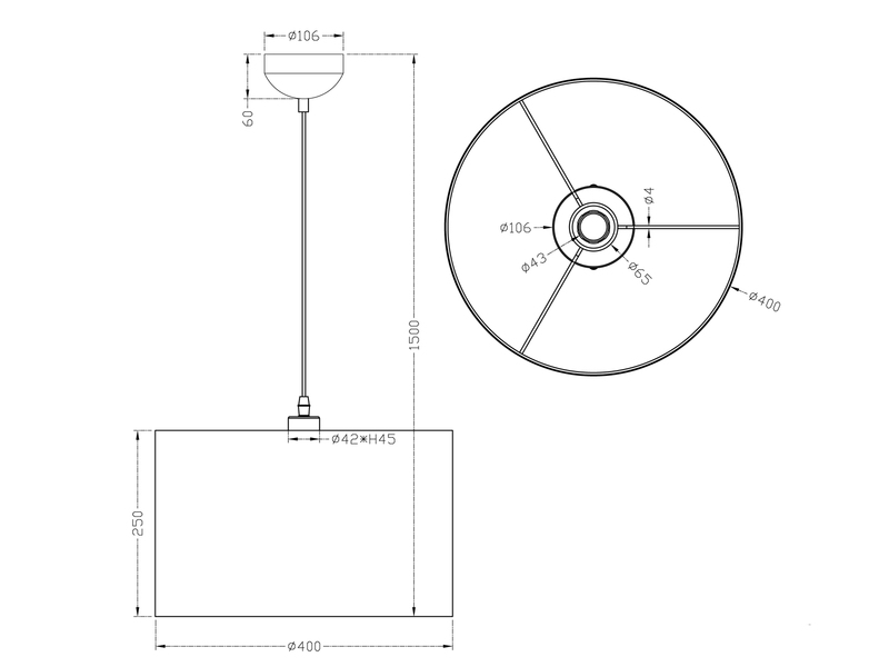 LED Pendelleuchte mit Stoff Lampenschirm in Grau Ø 40cm