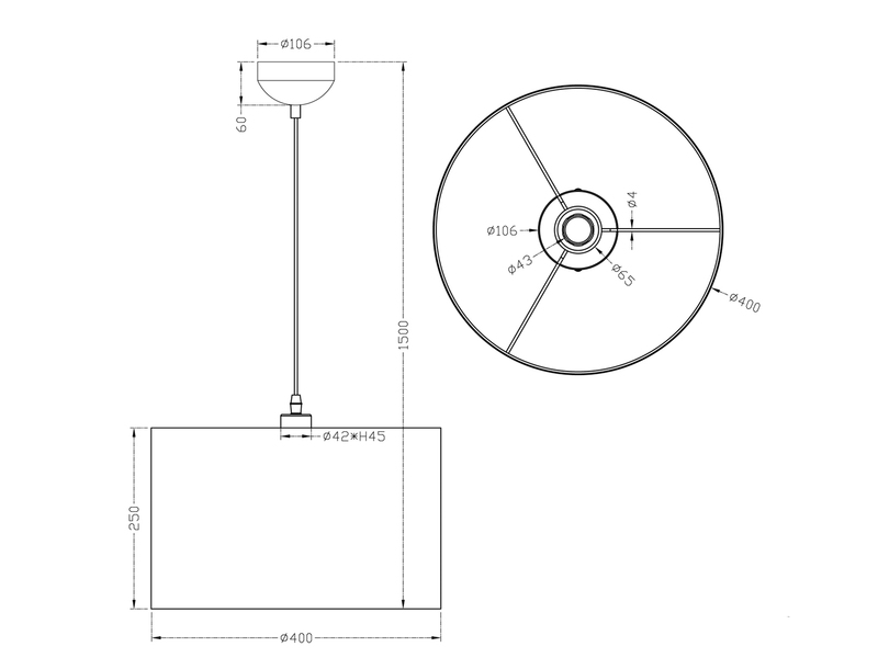 LED Pendelleuchte mit Stoff Lampenschirm in Grau, Ø 40cm