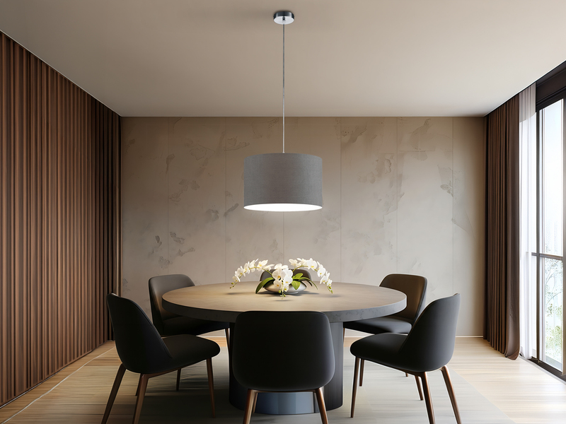 LED Pendelleuchte mit Stoff Lampenschirm in Grau, Ø 40cm