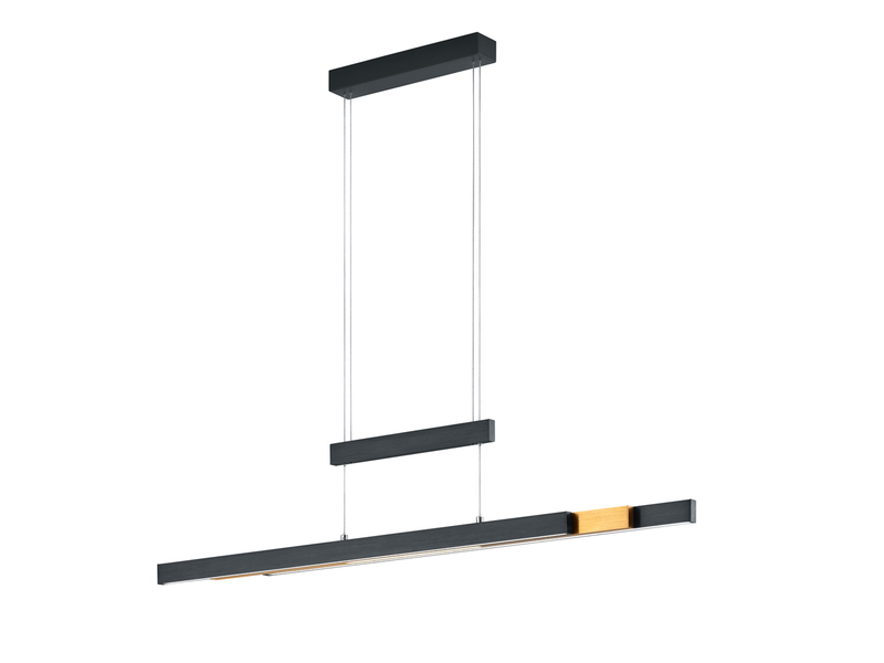 LED Pendelleuchte TRAJAN ausziehbar höhenverstellbar Schwarz Gold, Breite 150cm