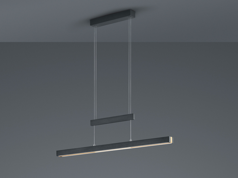 LED Pendelleuchte TRAJAN ausziehbar höhenverstellbar Schwarz Gold, Breite 150cm