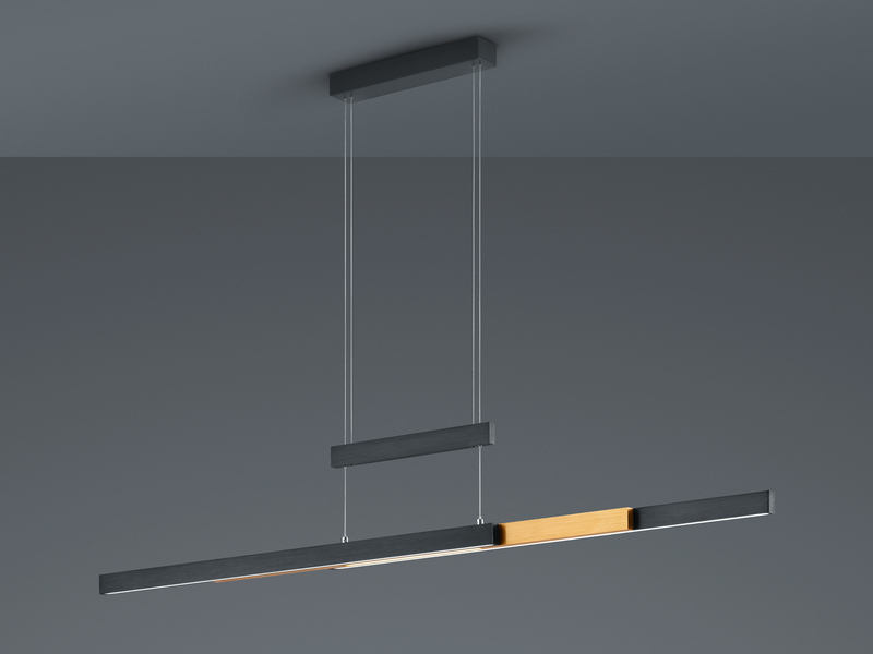 LED Pendelleuchte TRAJAN ausziehbar höhenverstellbar Schwarz Gold, Breite 150cm