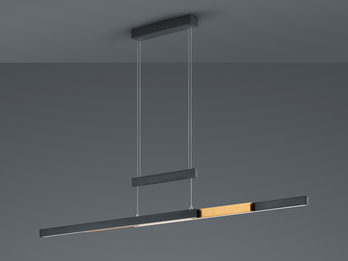 Ausziehbare LED Pendelleuchte TRAJAN höhenverstellbar Schwarz Gold Breite 150cm