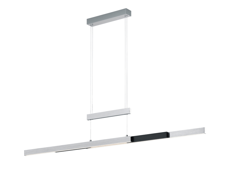 LED Pendelleuchte TRAJAN ausziehbar höhenverstellbar Silber Schwarz, B: 150cm