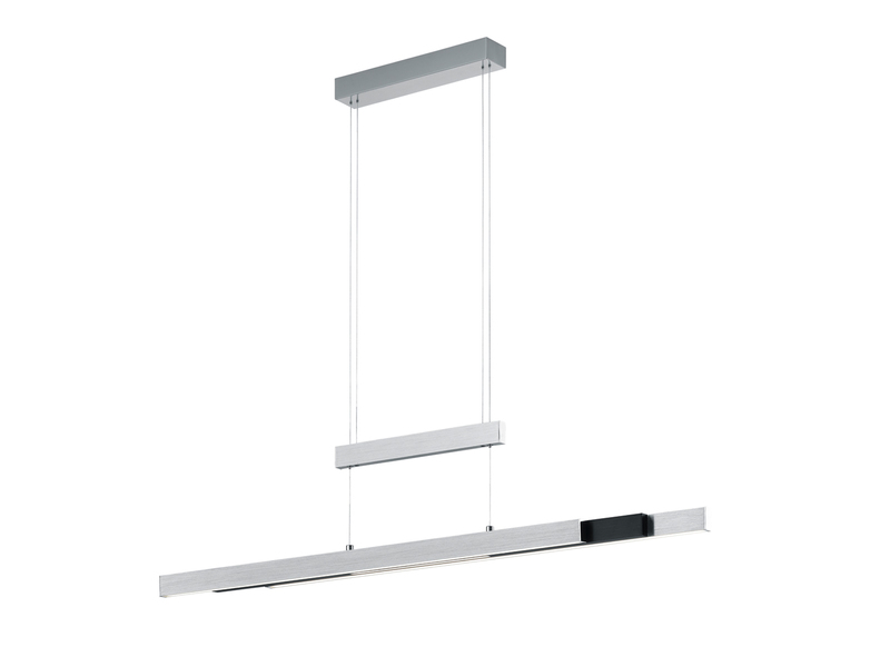 LED Pendelleuchte TRAJAN ausziehbar höhenverstellbar Silber Schwarz, B: 150cm