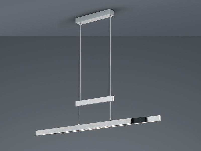 LED Pendelleuchte TRAJAN ausziehbar höhenverstellbar Silber Schwarz, B: 150cm