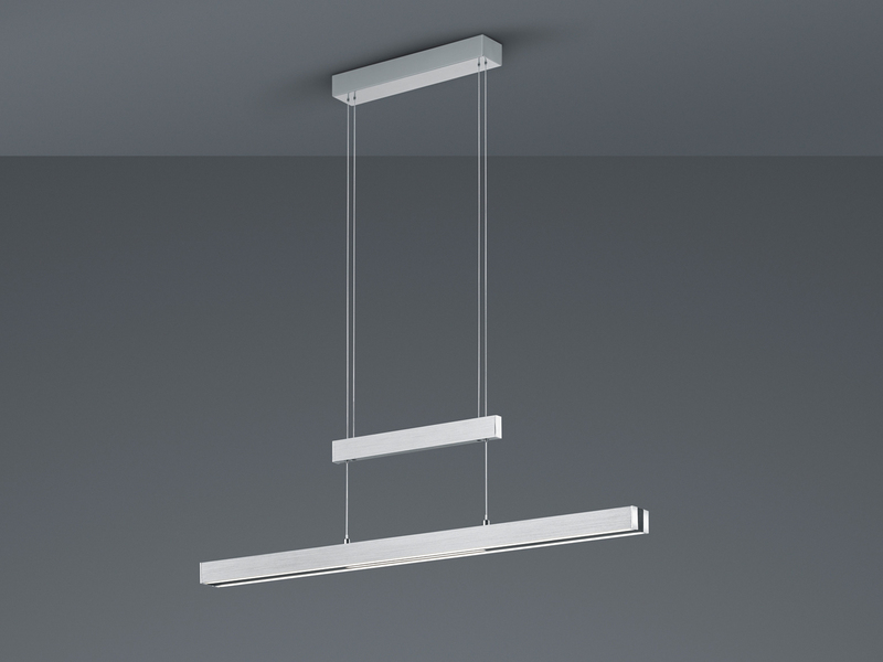 LED Pendelleuchte TRAJAN ausziehbar höhenverstellbar Silber Schwarz, B: 150cm