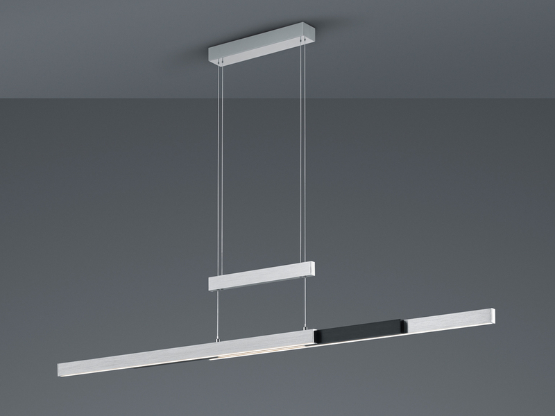 LED Pendelleuchte TRAJAN ausziehbar höhenverstellbar Silber Schwarz, B: 150cm
