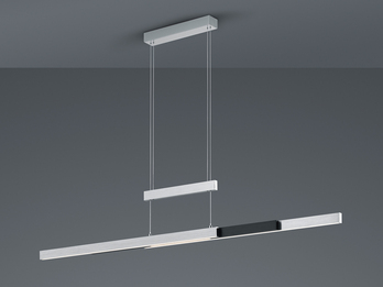 Ausziehbare LED Pendelleuchte TRAJAN höhenverstellbar Silber Schwarz, B: 150cm