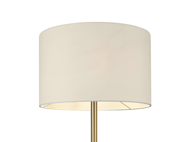 Große Stehlampe mit Leselampe, LED dimmbar, Messing Stoff Cremeweiß, Höhe 170cm