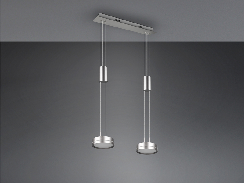LED Pendelleuchte FRANKLIN 2-flammig höhenverstellbar Silber, Breite 55cm