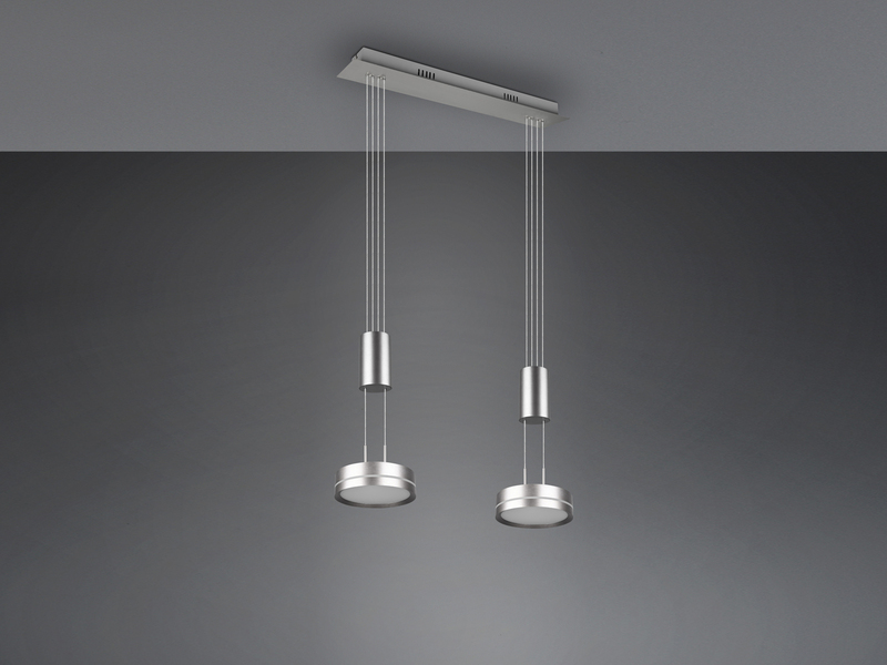 LED Pendelleuchte FRANKLIN 2-flammig höhenverstellbar Silber, Breite 55cm
