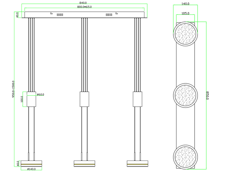 LED Pendelleuchte FRANKLIN 3-flammig höhenverstellbar & dimmbar, Silber, 85cm