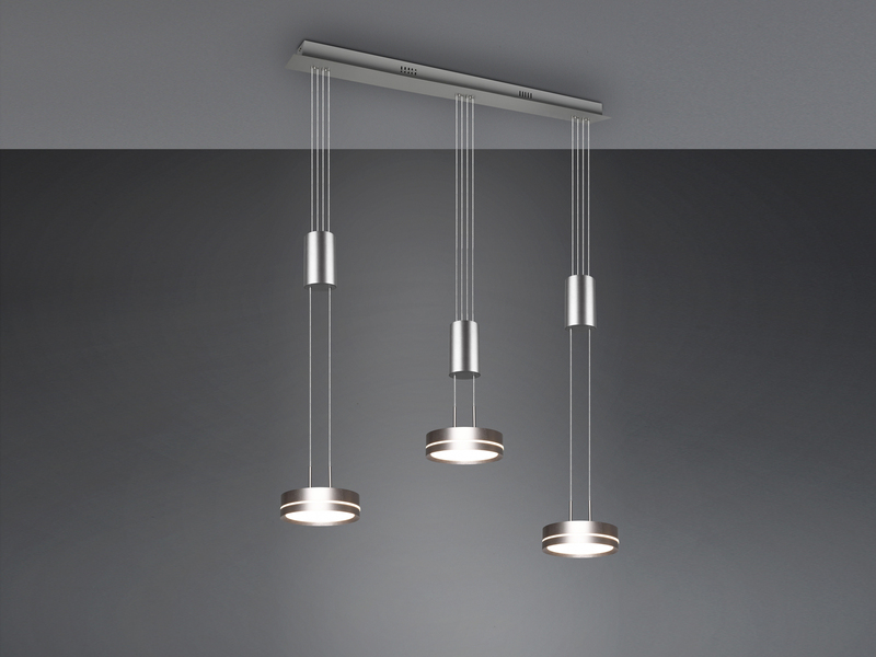 LED Pendelleuchte FRANKLIN 3-flammig höhenverstellbar & dimmbar, Silber, 85cm