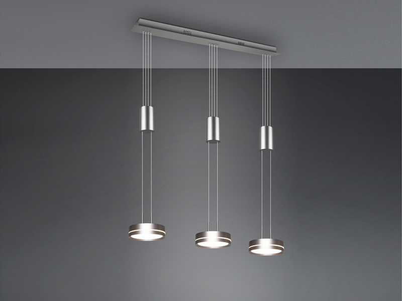 LED Pendelleuchte FRANKLIN 3-flammig höhenverstellbar & dimmbar, Silber, 85cm