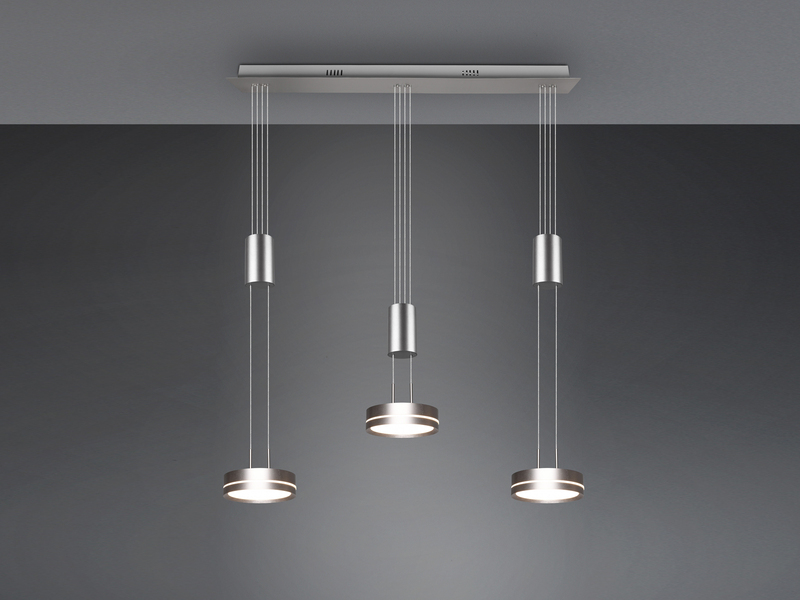 LED Pendelleuchte FRANKLIN 3-flammig höhenverstellbar & dimmbar, Silber, 85cm