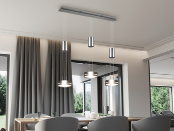 LED Pendelleuchte FRANKLIN 3-flammig höhenverstellbar & dimmbar, Silber, 85cm