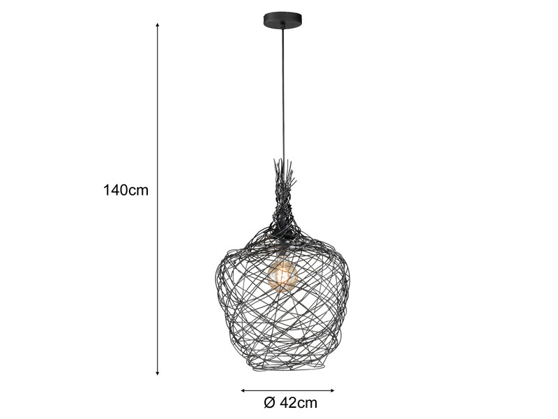 Pendelleuchte LED einflammig mit Drahtgeflecht - Esstischlampe Ø 42cm