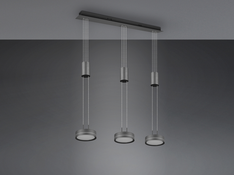 LED Pendelleuchte FRANKLIN 3-flammig höhenverstellbar in Anthrazit, B: 85cm