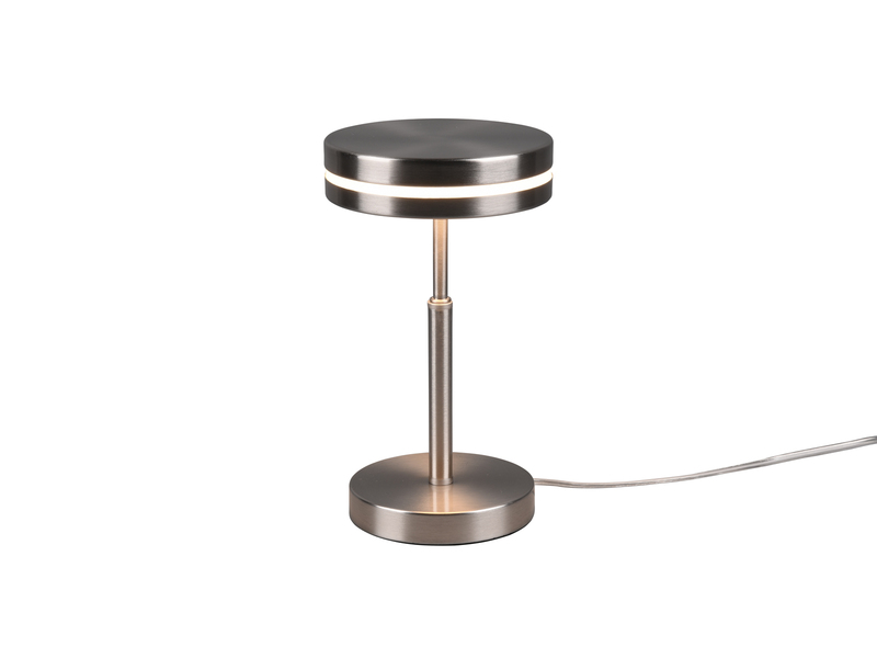 Kleine LED Tischleuchte FRANKLIN rund Silber, Höhe 25cm