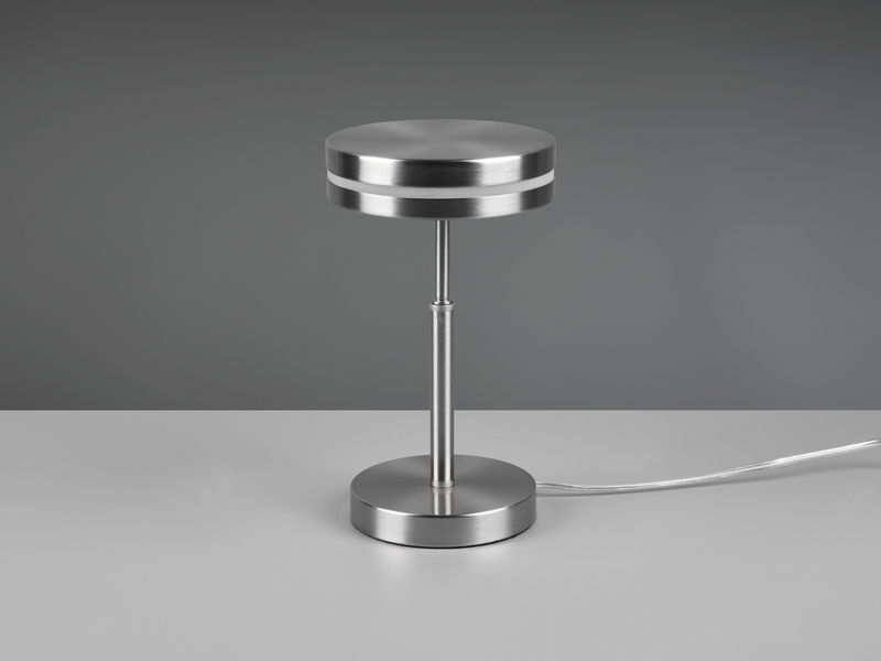 Kleine LED Tischleuchte FRANKLIN rund Silber, Höhe 25cm