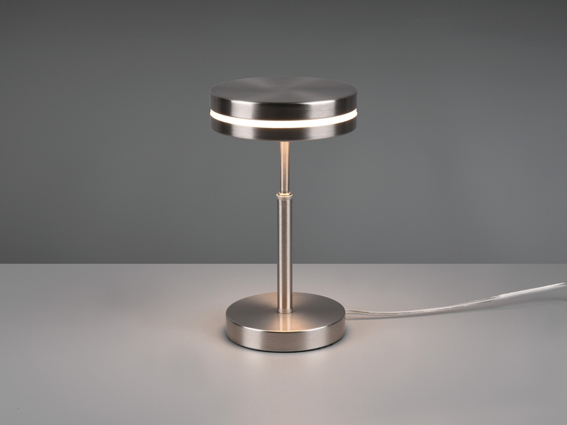 Kleine LED Tischleuchte FRANKLIN rund Silber, Höhe 25cm