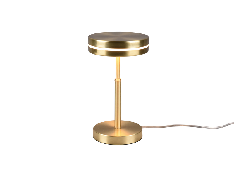 Kleine LED Tischleuchte FRANKLIN rund Messing, Höhe 25cm