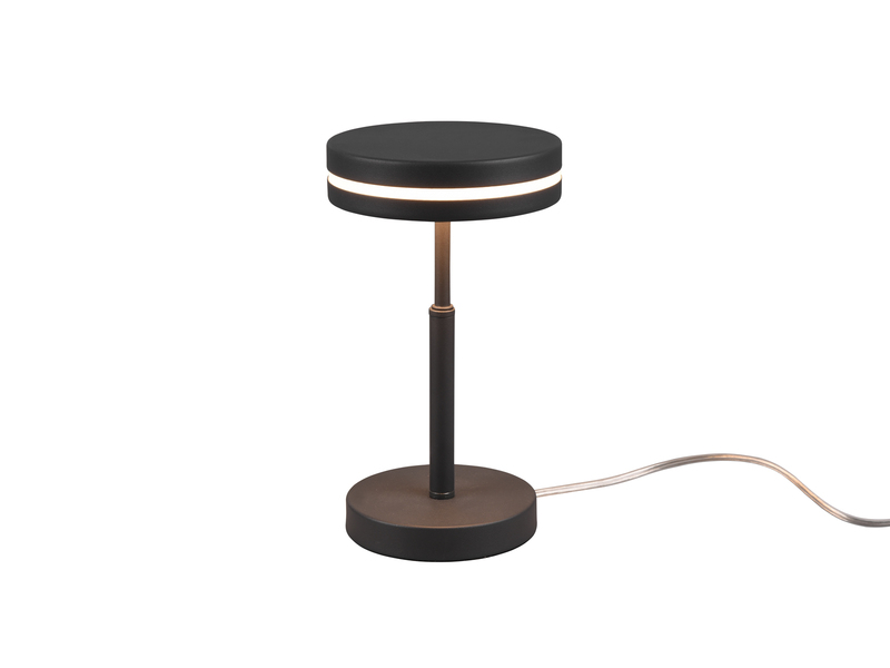 Kleine LED Tischleuchte FRANKLIN rund, Anthrazit, Höhe 25cm
