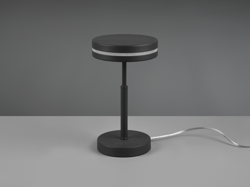 Kleine LED Tischleuchte FRANKLIN rund, Anthrazit, Höhe 25cm