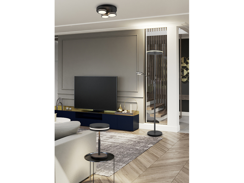 Kleine LED Tischleuchte FRANKLIN rund, Anthrazit, Höhe 25cm