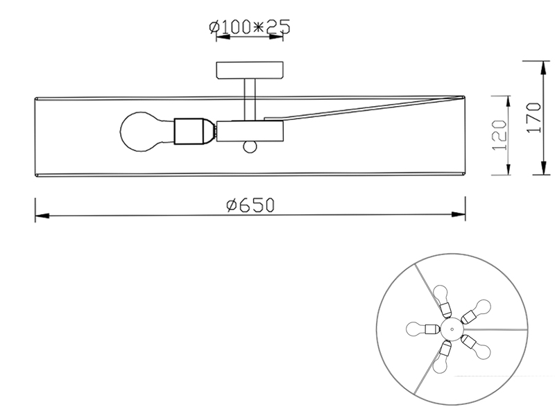 Runde LED Deckenleuchte mit Stoffschirm in Grau Ø 65cm
