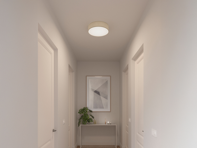 Deckenlampe CEILING DREAM, Leinen Stoffschirm / Abdeckung satiniert, Ø 40cm