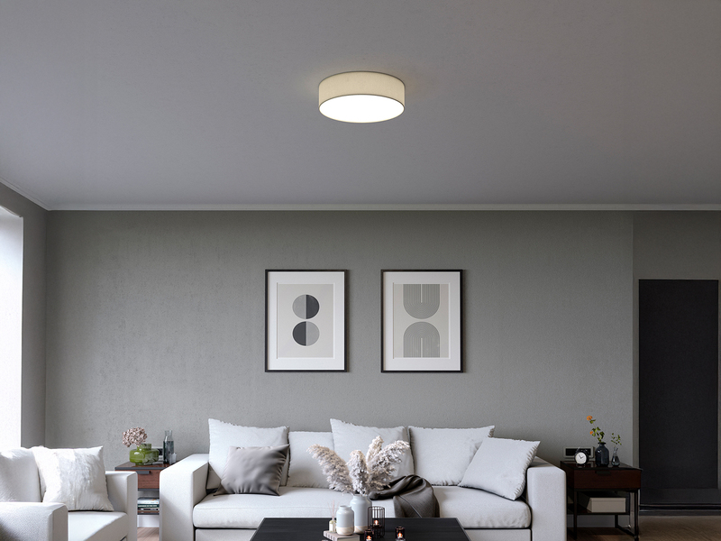 Deckenlampe CEILING DREAM, Leinen Stoffschirm / Abdeckung satiniert, Ø 40cm