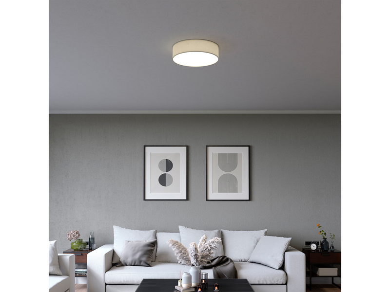 LED Deckenleuchte Leinenstoff / Abdeckung satiniert, Ø 40cm