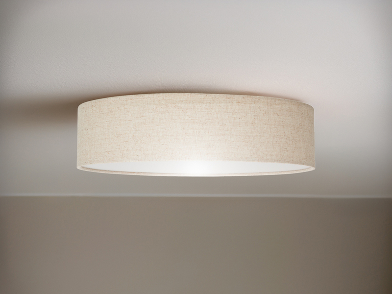 LED Deckenleuchte Leinenstoff / Abdeckung satiniert, Ø 40cm